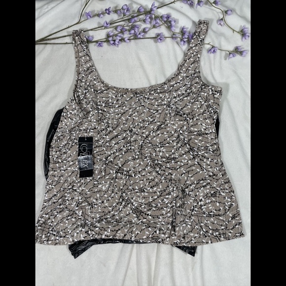 NWT Alex Evenings‎ [PETITE sz XLP ] Textural Glitter Print Tank Top in Beige - Picture 10 of 11